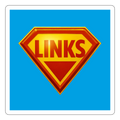 Sticker mit Superman-Logo und rotem ‚LINKS‘ Schriftzug, 5er-Set mit Anstecknadel auf der Rückseite“