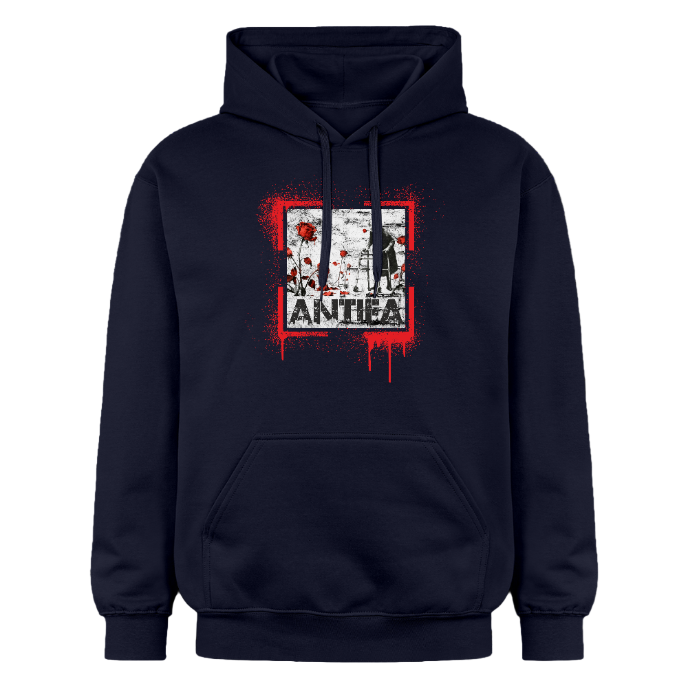 Hoodie mit ANTIFA-Kunstmotiv - Navy