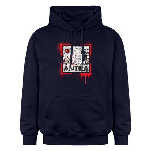Hoodie mit ANTIFA-Kunstmotiv - Navy