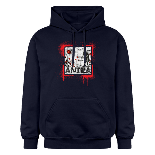 Hoodie mit ANTIFA-Kunstmotiv - Navy