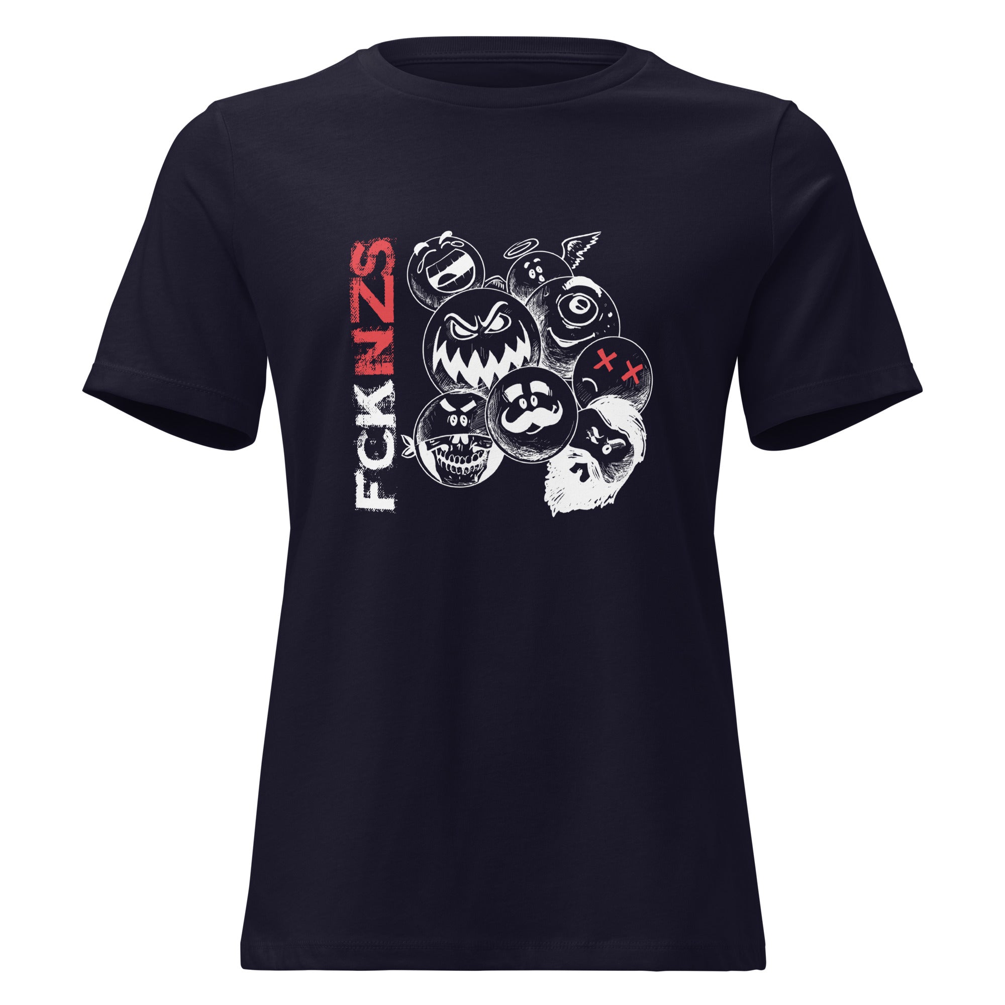 FCK NZS Damen T‑Shirt navy Spuk den Faschismus weg