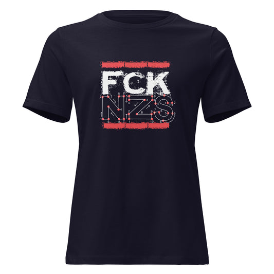 FCK NZS T‑Shirt für Frauen mit Zahlenbild‑Print, navy Shirt im Retro Vintage Stil

