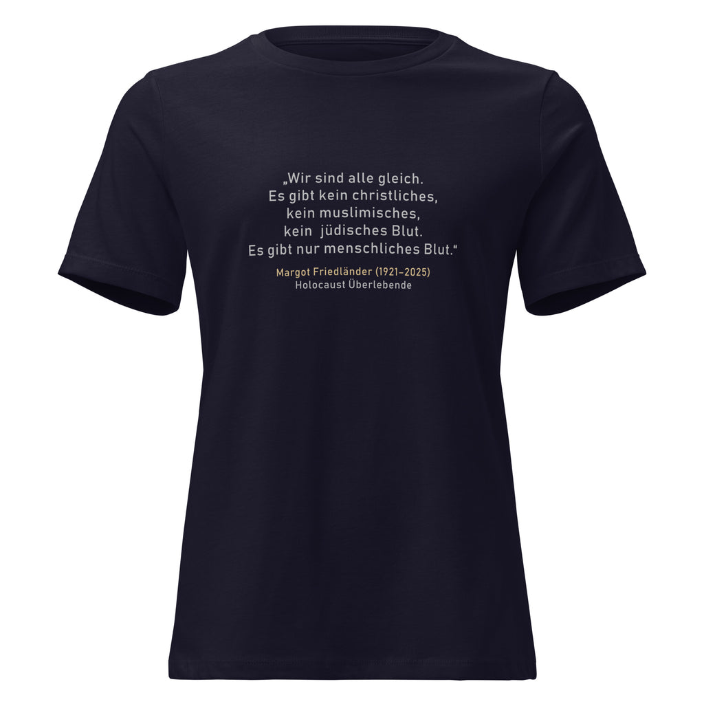Frontansicht Damen T‑Shirt mit Zitat  von Margot Friedländer

