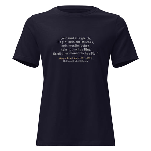 Frontansicht Damen T‑Shirt mit Zitat  von Margot Friedländer

