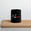 Schwarze Keramiktasse F*ck NZS weiß rote distressed Typografie 11 oz spülmaschinenfest