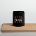 Schwarze Keramiktasse HERZ STATT MERZ 325 ml kratzfester UV Druck

