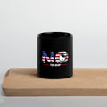 Schwarze Keramiktasse NO TRUMP weiß rote distressed Typografie 11 oz spülmaschinenfest