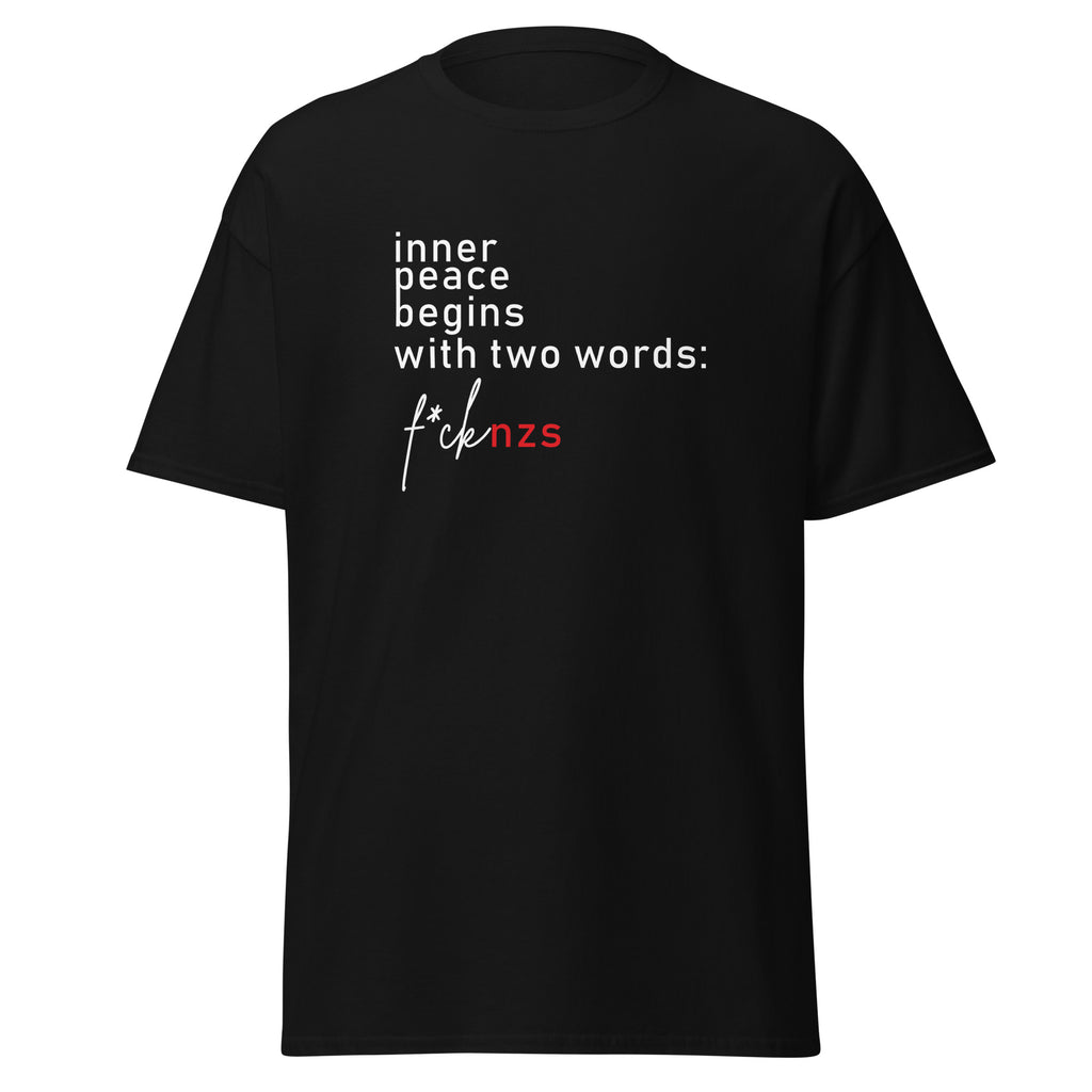 Schwarzes T‑Shirt mit FCK NZS Statement‑Print