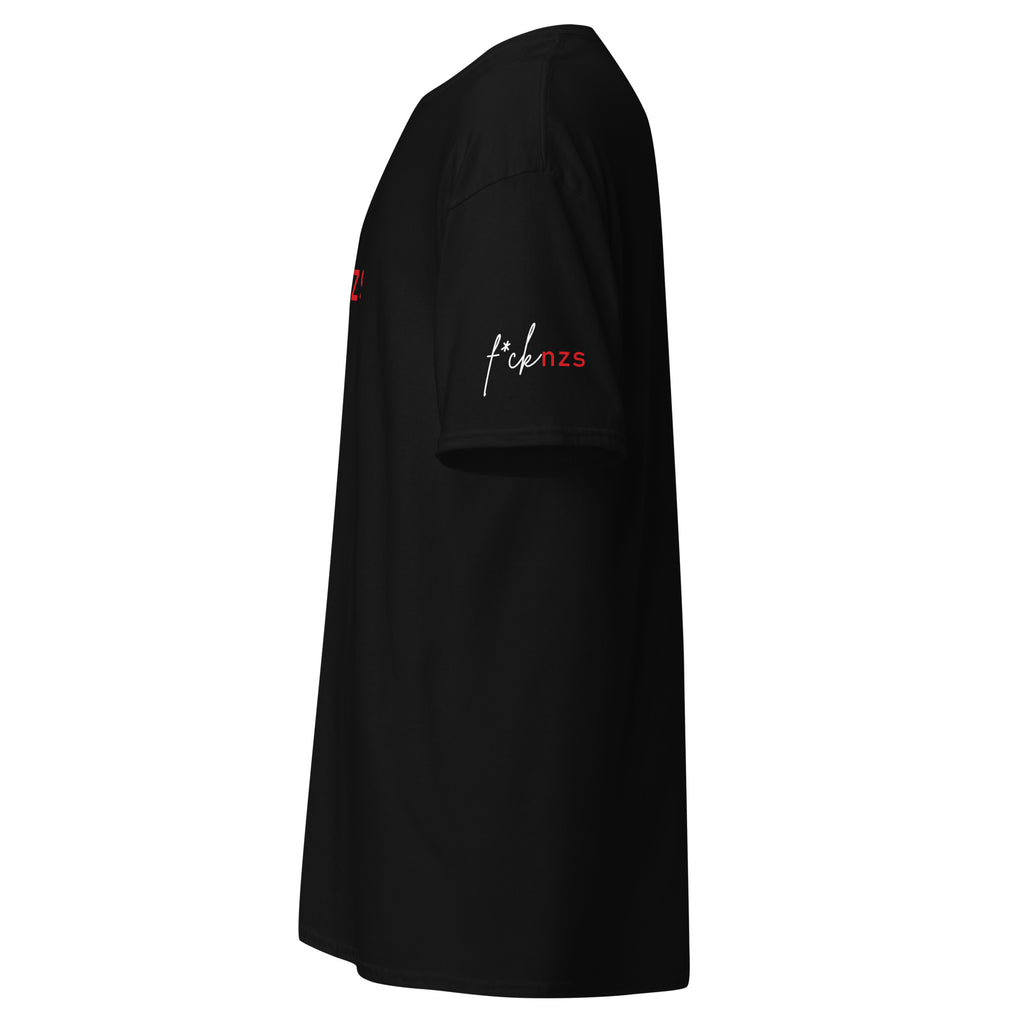 „T‑Shirt f*cknzs, Schwarz, Statement‑Design mit Ärmelprint.“