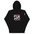 Unisex Hoodie FCK AFD schwarz mit Frontprint und Ärmelprint
