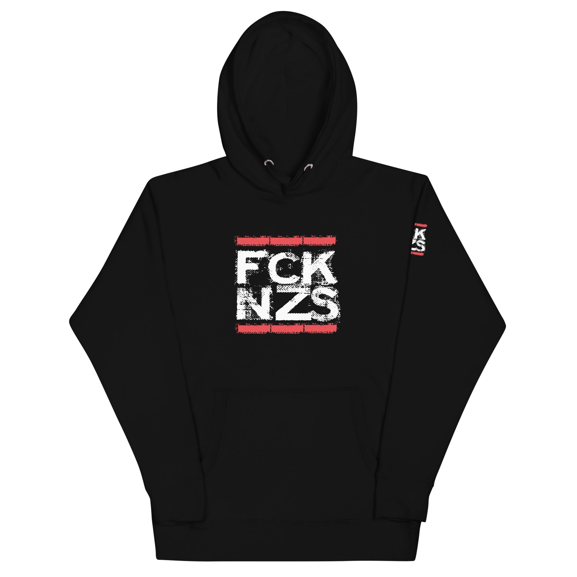 Unisex Hoodie FCK NZS schwarz mit Beuteltasche FCK NZS Shop