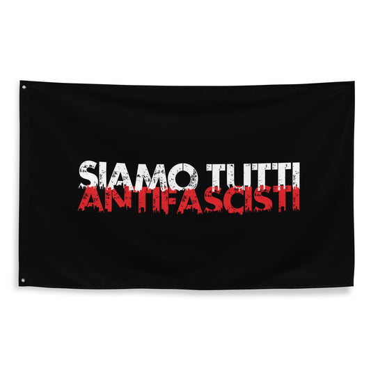 „Siamo tutti antifascisti Flagge in Schwarz mit weiß‑rotem Print“

