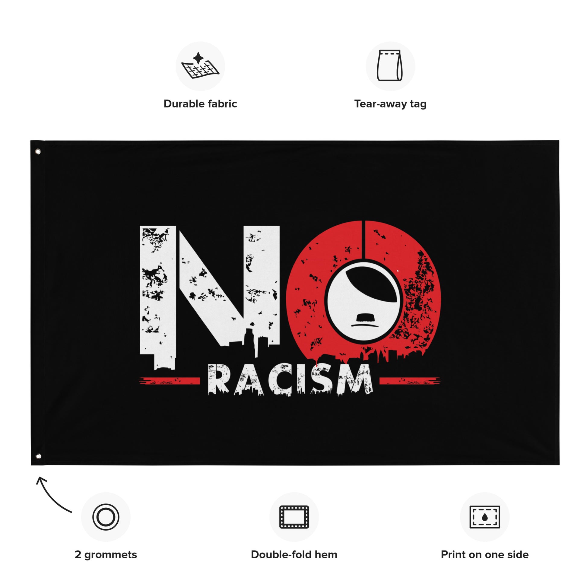„Statement‑Fahne NO RACISM im modernen Design“