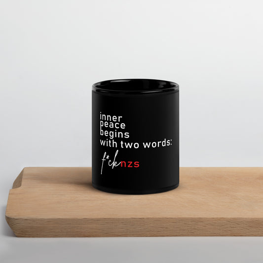  Schwarze Keramiktasse Inner Peace Begins With Two Words FCK NZS 11 oz spülmaschinenfest. Zitat Nazi - gegen Rechts