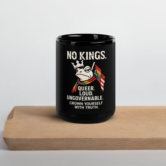 NO KINGS Pride Keramiktasse gekrönter Frosch Regenbogen Schal 11 oz spülmaschinenfest
