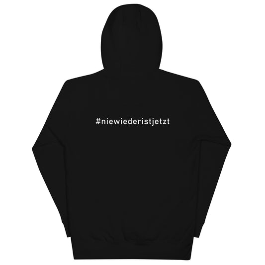Rückensicht Hoodie Unisex gegen das Vergessen – „Nie wieder ist jetzt“ - Das kreative Statement