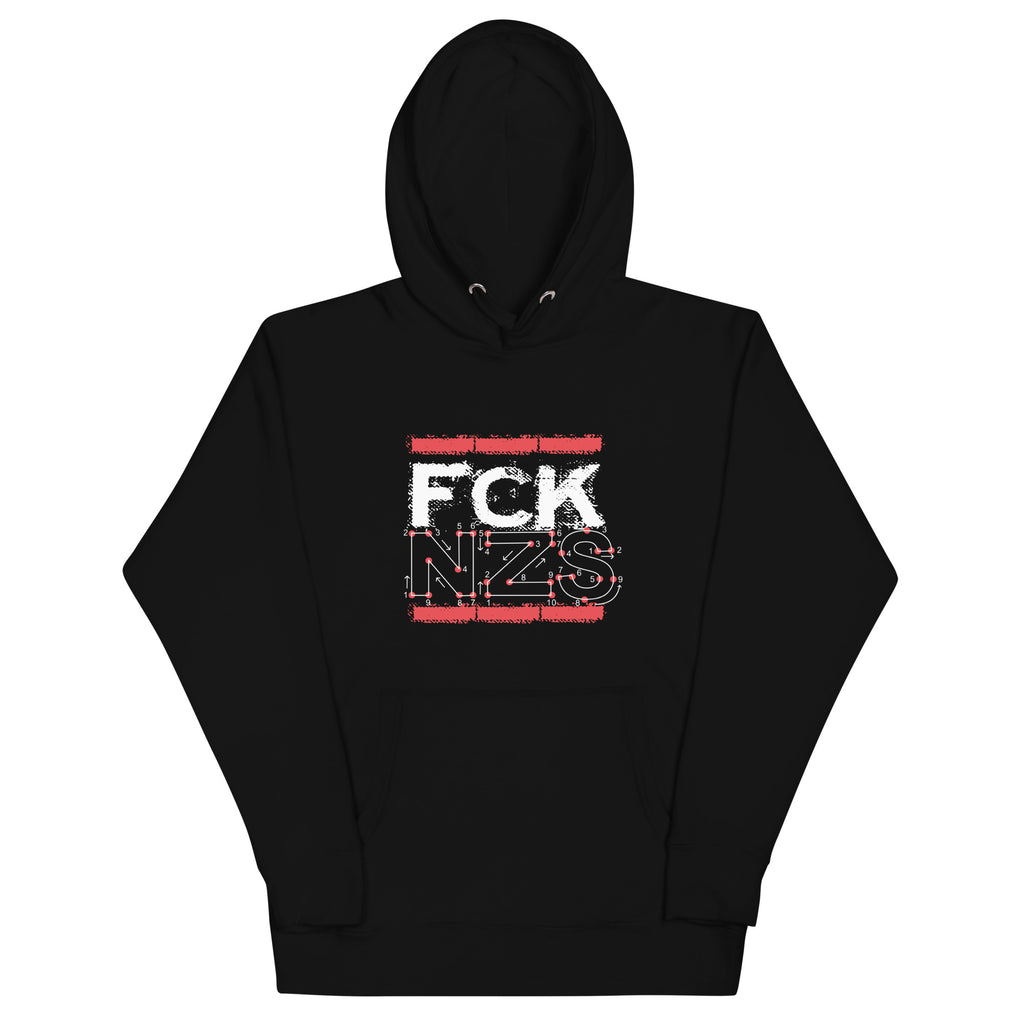 Unisex Hoodie Zahlenbild schwarz mit Frontprint und Ärmelprint

