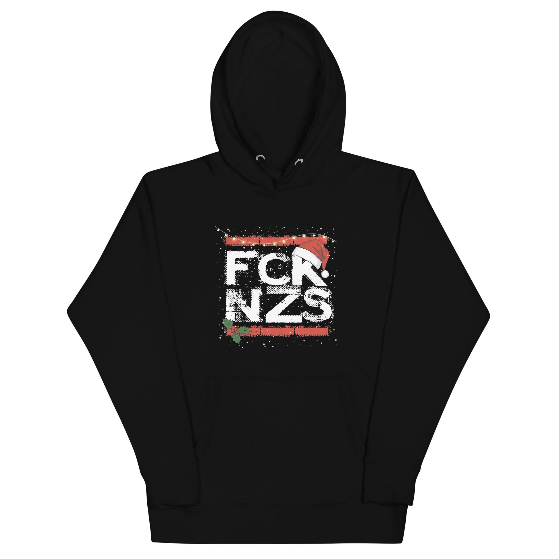 Unisex Hoodie FCK NZS Weihnachtsedition schwarz mit Frontprint 
