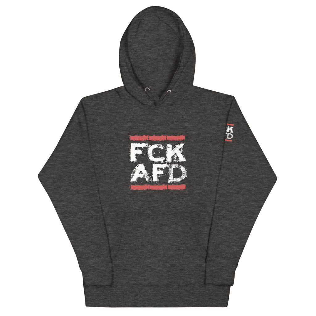 Unisex Hoodie FCK AFD grau mit Frontprint und Ärmelprint
