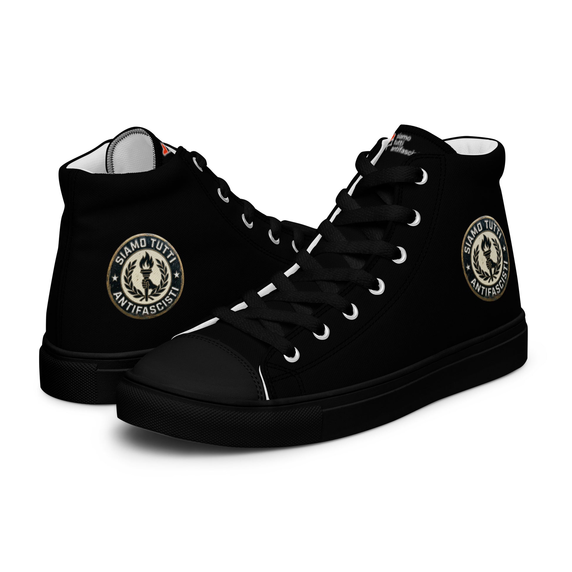 Herren Leinenschuhe „Siamo tutti antifascisti“ – Fackel‑Emblem Statement‑Kollektion

