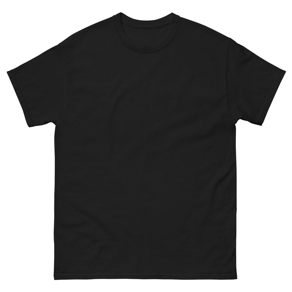 Product moc„Schwarzes Unisex‑T‑Shirt ohne Frontprint, klassischer Schnitt, politisches Statement‑Shirt mit Backprint.“kup