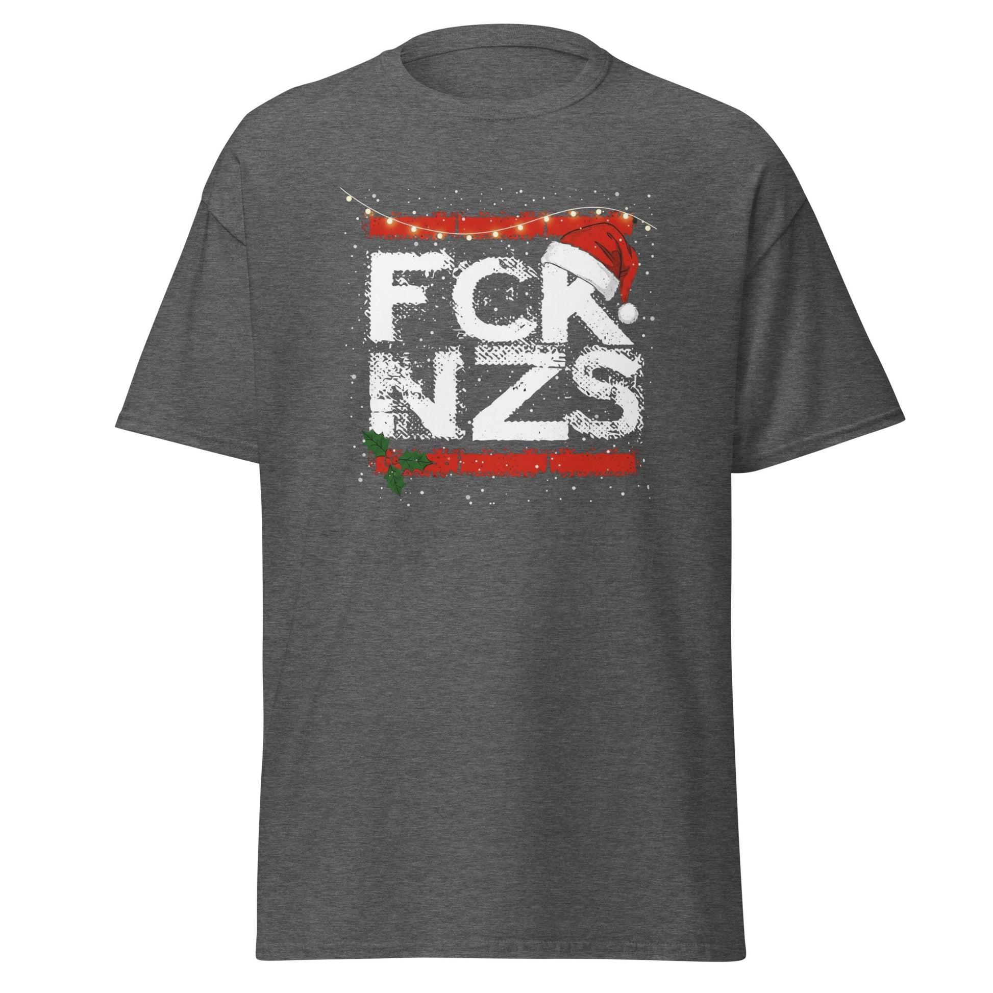 Schwarzes T‑Shirt mit FCK NZS Weihnachtsprint