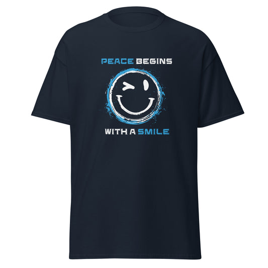 Peace begins with a smile T‑Shirt Größenübersicht S bis 5XL