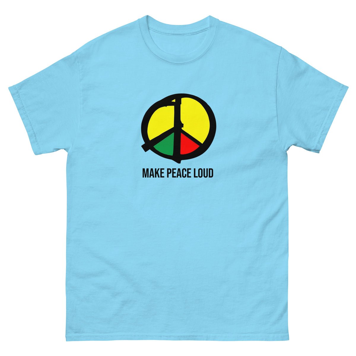 Politisches Unisex T‑Shirt mit kraftvollem Friedensmotiv. Ideal für Demos, Festivals und alle, die Frieden sichtbar machen wollen.