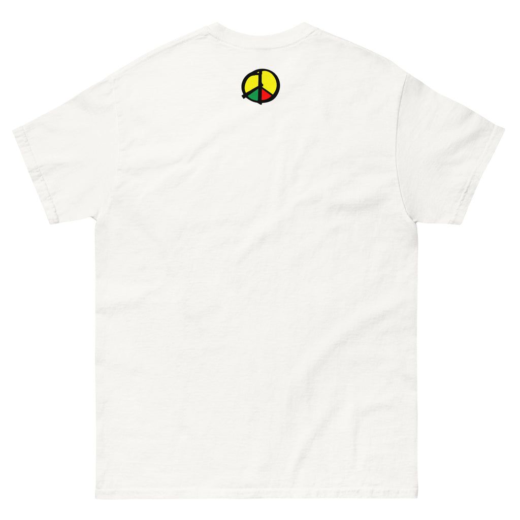 Peace Symbol Shirt – Make Peace Loud | Politisches Unisex T‑Shirt in Weiß
