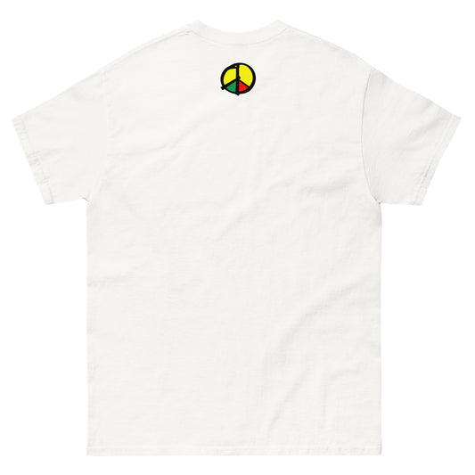 Peace Symbol Shirt – Make Peace Loud | Politisches Unisex T‑Shirt in Weiß
