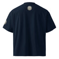 Dunkelblaues Oversize‑T‑Shirt mit rundem Fackel‑ und Lorbeerkranz‑Emblem und „Siamo Tutti Antifascisti“. Inkl. Nackenprint.