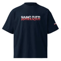 Frontansicht Navy Oversize T-Shirt Kleidung gegen Rechts