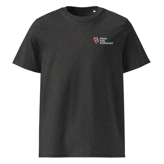 Graues Unisex‑T‑Shirt ohne Rückendruck, minimalistisches Statement‑Shirt.