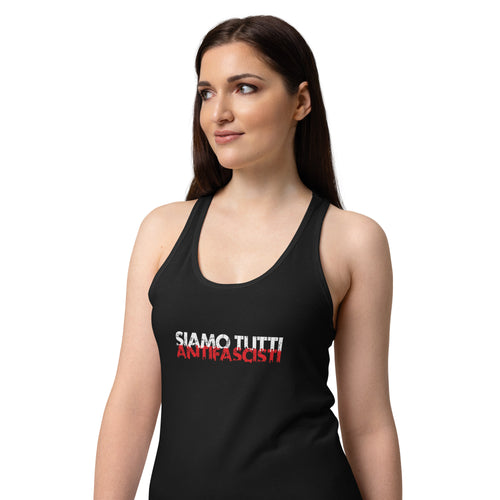 Racerback-Tanktop für Damen Siamo tutti antifacisti Frontprint Seitenansicht
