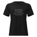 Frontansicht Damen T‑Shirt in schwarz mit Zitat  von Margot Friedländer


