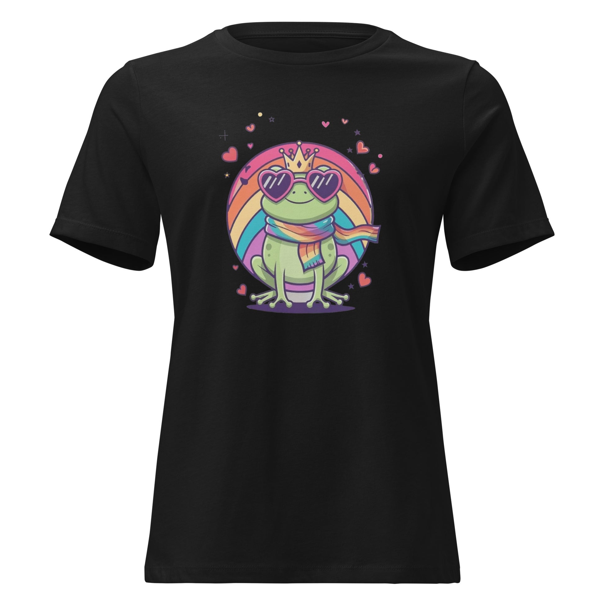Pride Damen Shirt mit trotzigem Cartoon‑Frosch und politischer Botschaft

