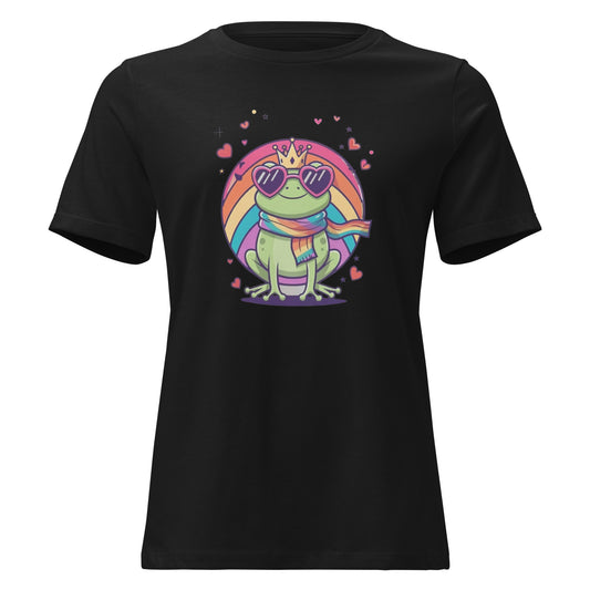 Pride Damen Shirt mit trotzigem Cartoon‑Frosch und politischer Botschaft

