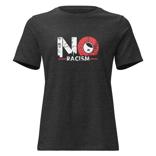 Grau -NO NZS Lockeres Damen T Shirt Frontansicht mit auffälligem Brustprint