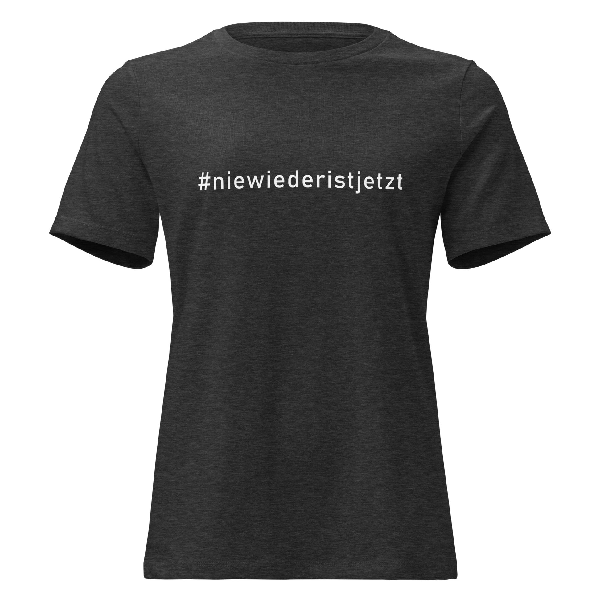 Graues T-Shirt Damen gegen das Vergessen – „Nie wieder ist jetzt“ - Das kreative Statement