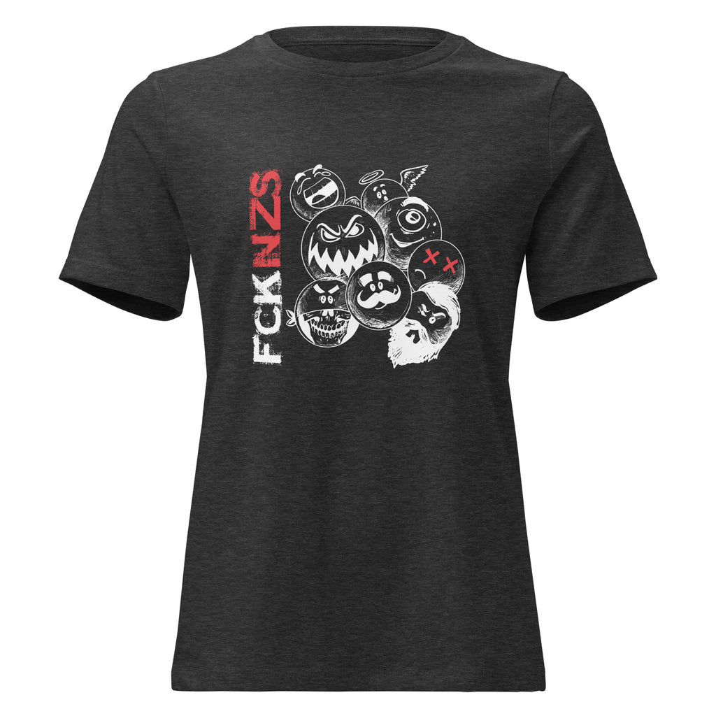 FCK NZS Damen T‑Shirt grau Spuk den Faschismus weg
