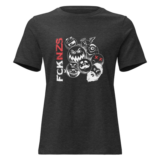 FCK NZS Damen T‑Shirt grau Spuk den Faschismus weg