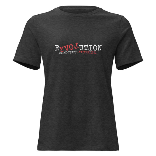 Damen Baumwollshirt mit typografischem Revolution‑Design