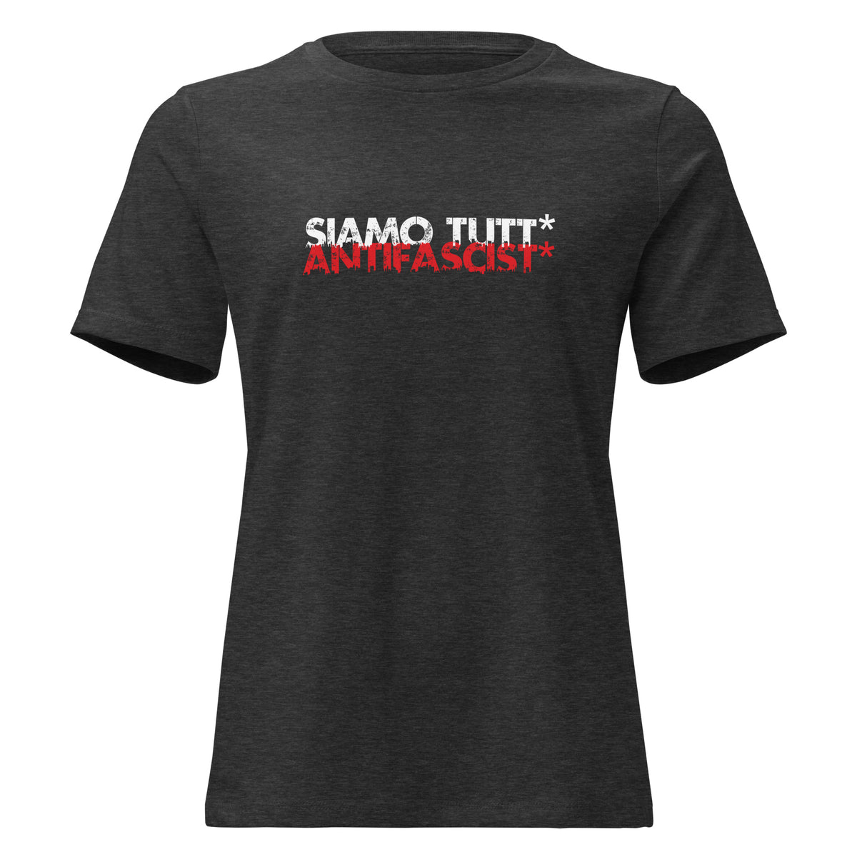Genderneutrales antifaschistisches Statement‑Shirt in Grau