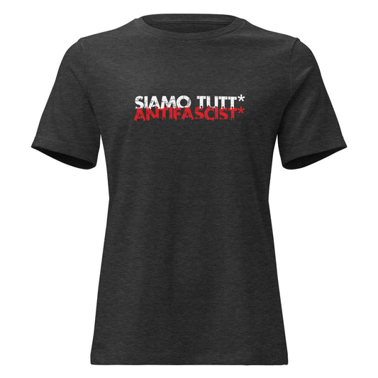 Genderneutrales antifaschistisches Statement‑Shirt in Grau