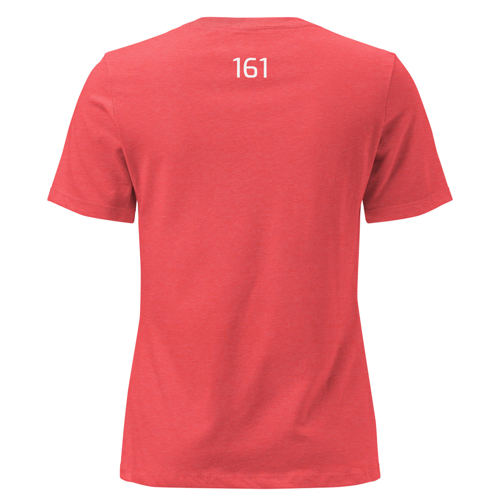 Damen T‑Shirt Freiheit 161 in Heather Rot – Lockeres Statement Shirt mit Freiheit Frontprint

