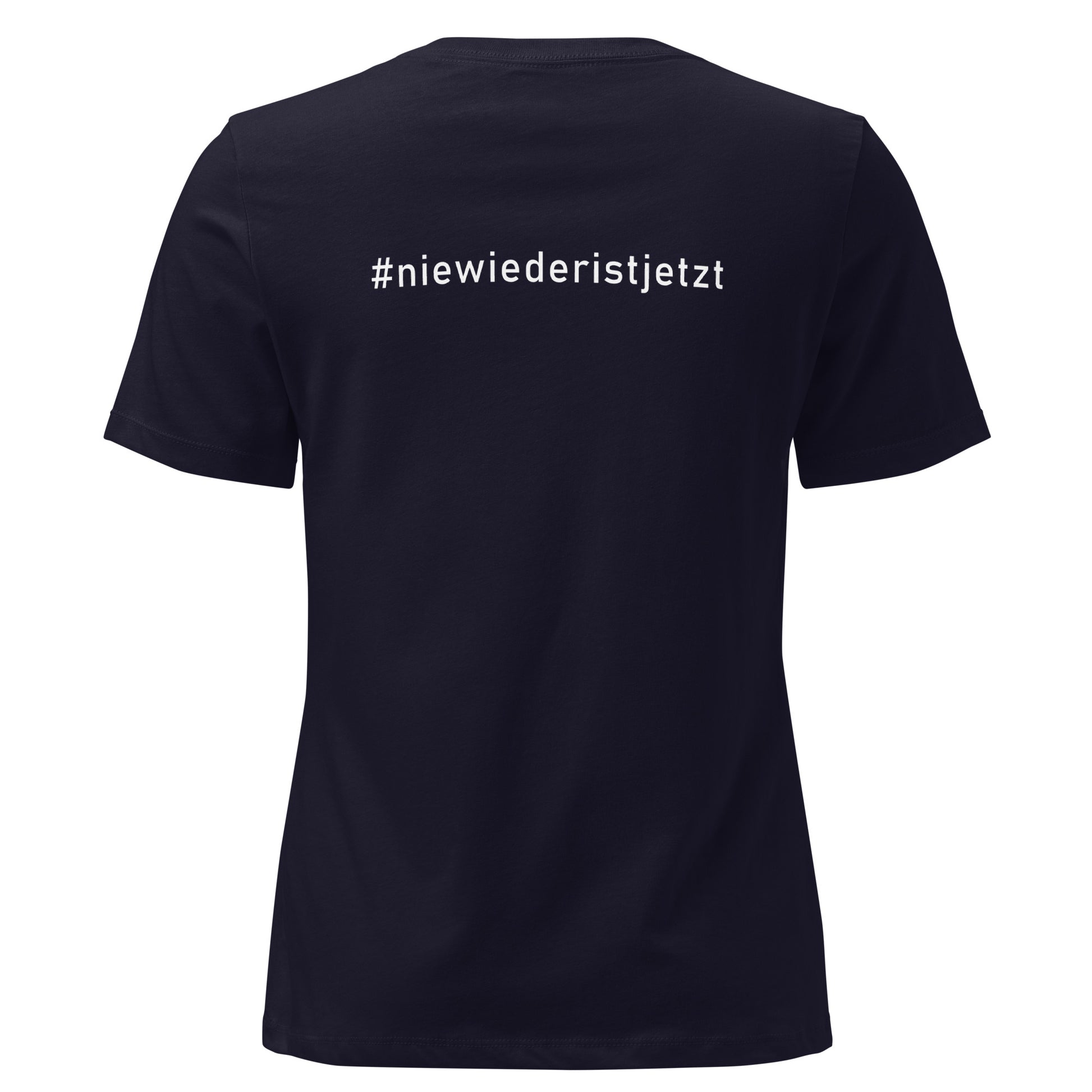 Navy T-Shirt Damen gegen das Vergessen – „Nie wieder ist jetzt“ - Das kreative Statement