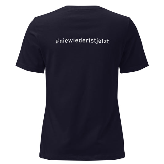 Navy T-Shirt Damen gegen das Vergessen – „Nie wieder ist jetzt“ - Das kreative Statement