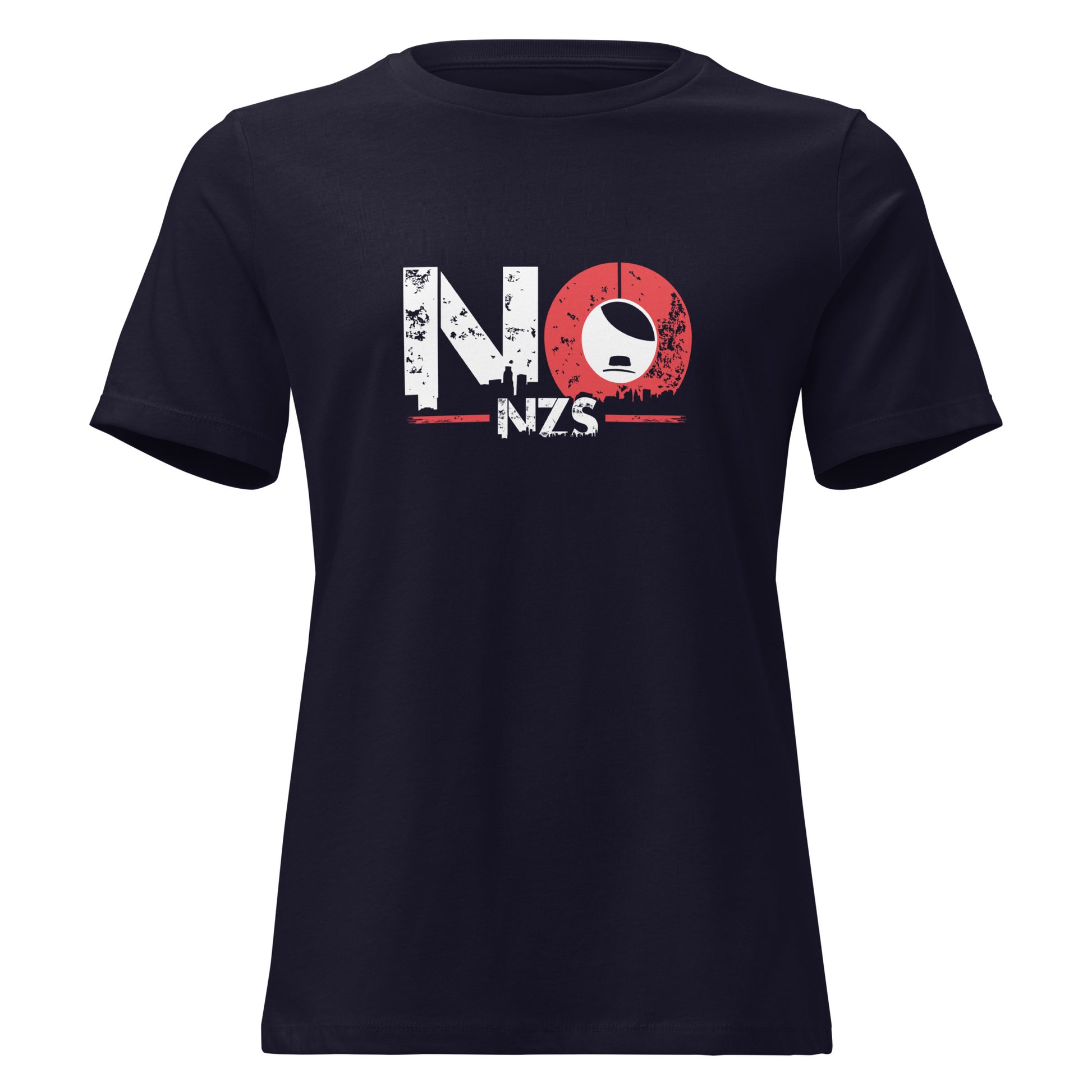 Frontansicht NO NZS Damen T Shirt mit  Brustprint - Navy - FCK NZS Shop