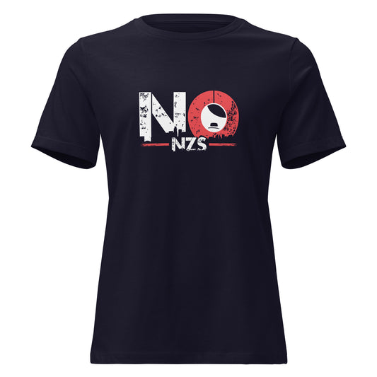 Frontansicht NO NZS Damen T Shirt mit  Brustprint - Navy - FCK NZS Shop