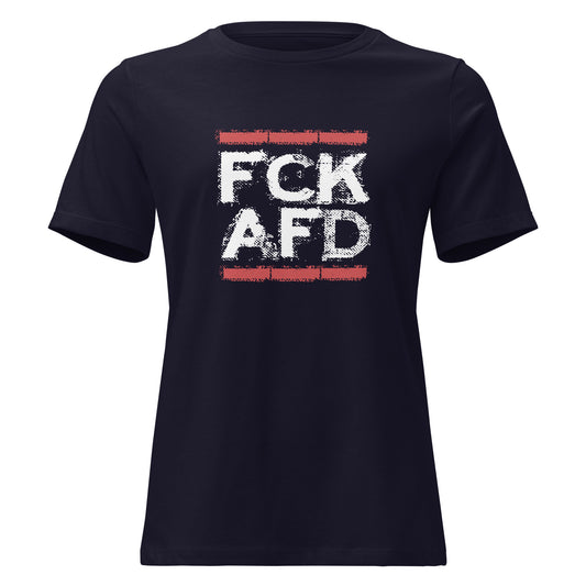 FCK AFD Damen T‑Shirt schwarz Statement in Navy

